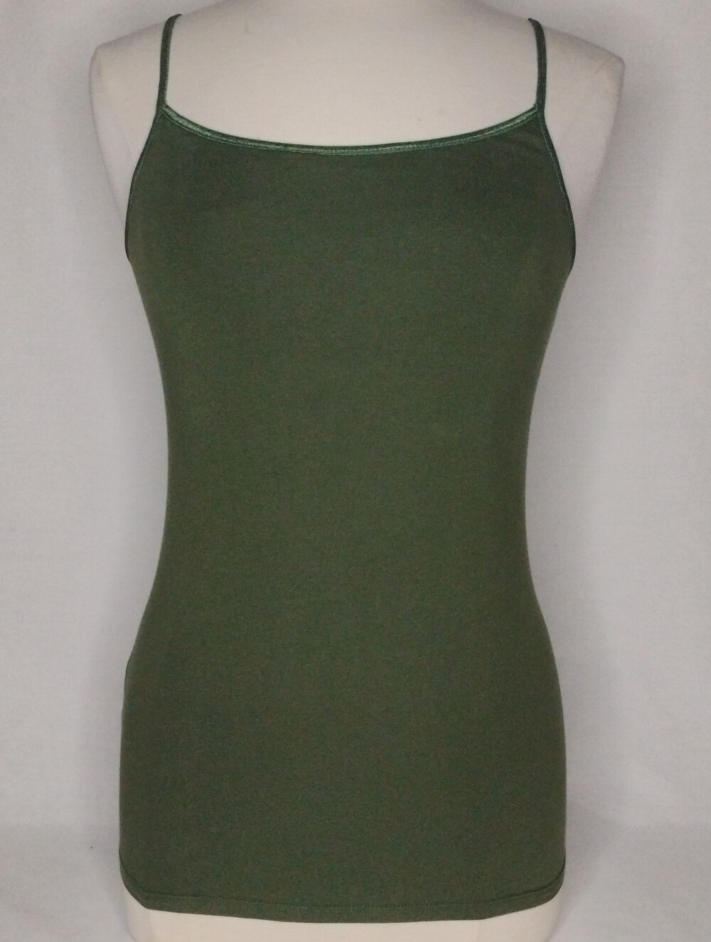Women's Medium Olive Green Shelf Bra Camisole Sleeveless Tank Top Strap Cami Top